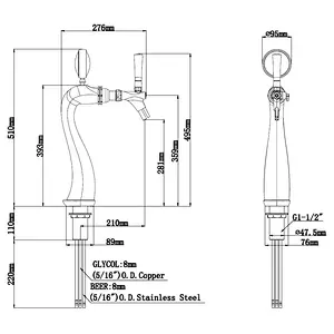 TALOS Goose Tap Tower PVD 1-way Dispensing Tower Draft Beer Tower