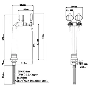 TALOS Elbow Tap Tower PVD 2-way Dispensing Tower Draft Beer Tower