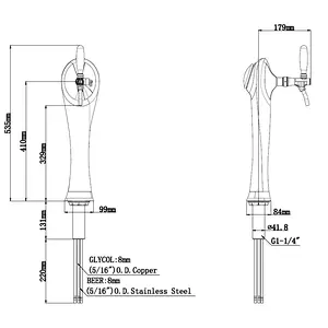 TALOS World Cup Tap Tower PVD 1-way Dispensing Tower Draft Beer Tower