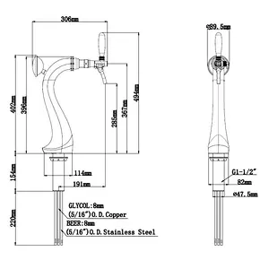 TALOS Swan Tap Tower Chrome 1-way Dispensing Tower Draft Beer Tower