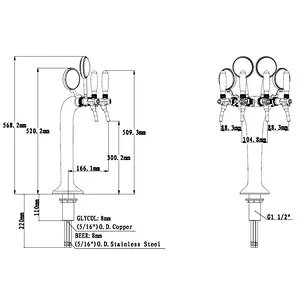TALOS Classic Tap Tower PVD 4-way Dispensing Tower Draft Beer Tower