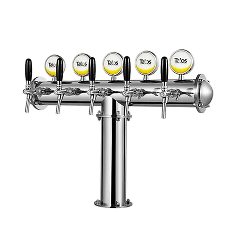 TALOS T Tower Stainless Steel 5 Tap Tower 102mm Beer Dispensing Equipment Draft Beer Tower (Polished)