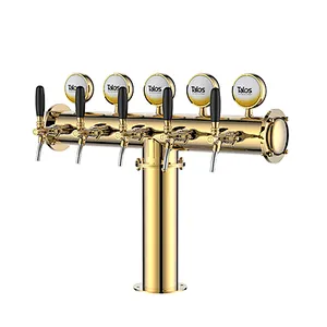 TALOS T Tower Stainless Steel 5 Tap Tower 102mm Beer Dispensing Equipment Draft Beer Tower (Polished)