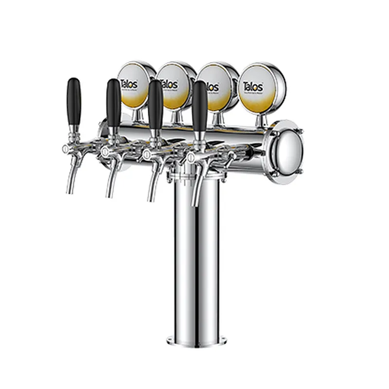 TALOS T Tower Stainless Steel 4 Tap Tower 85mm Beer Dispensing Equipment Draft Beer Tower (Polished)