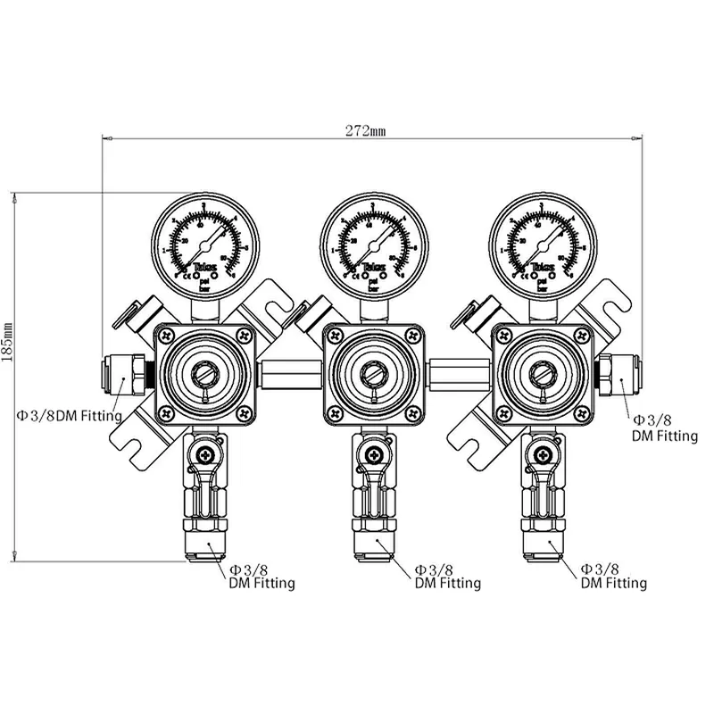Talos 3-product Fittings Secondary CO2 Gas Regulator