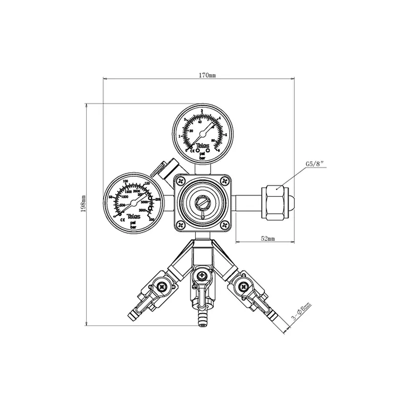TALOS 3-way Premium Kegerator CO2 Gas Regulator