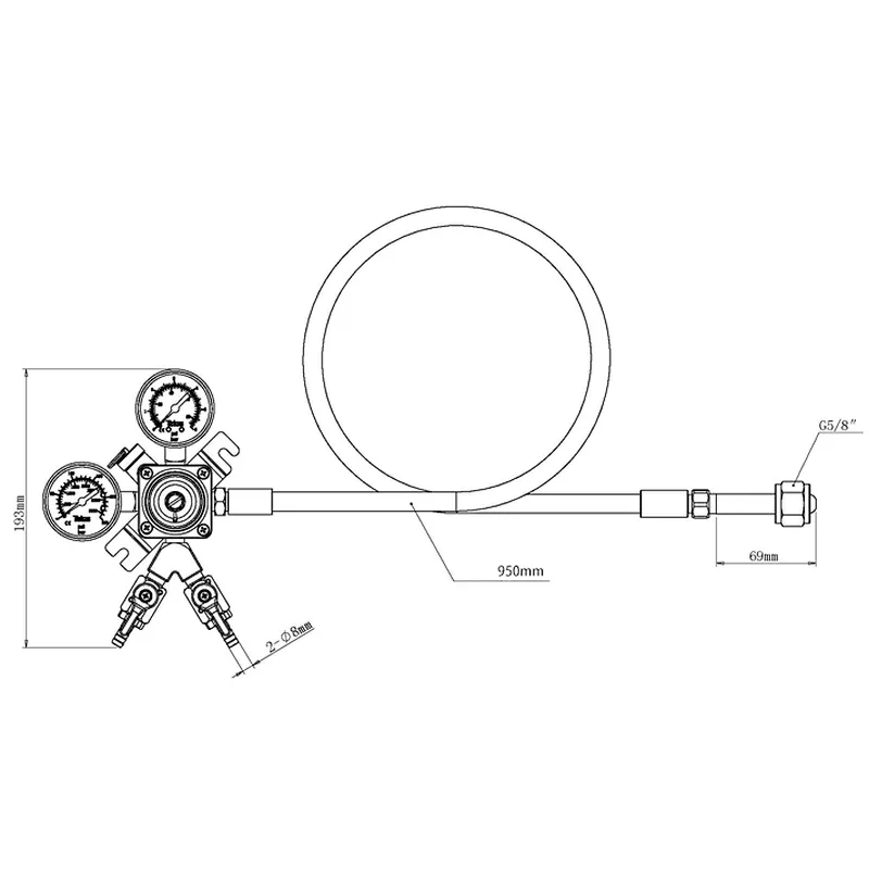 Talos 2-way Premium CO2 Beer Regulator with High Pressure Hose