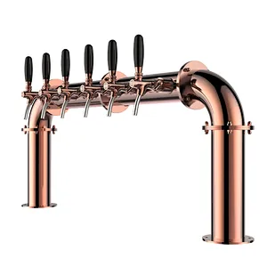 TALOS U Tower Stainless Steel 6 Tap Tower 85mm Beer Dispensing Equipment Draft Beer Tower (Red Bronze)