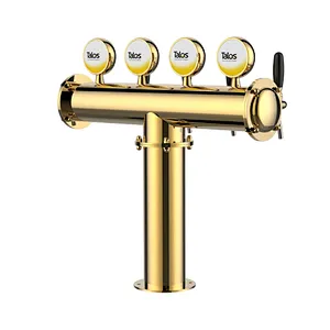 TALOS T Tower Stainless Steel 4 Tap Tower 102mm Beer Dispensing Equipment Draft Beer Tower (PVD, LED)