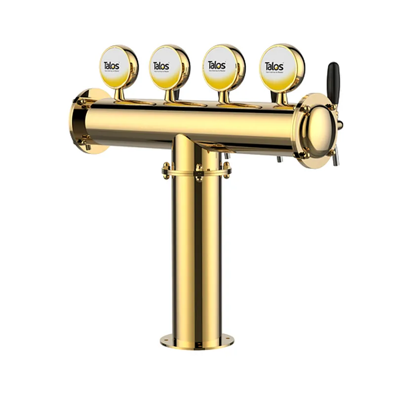 TALOS T Tower Stainless Steel 4 Tap Tower 102mm Beer Dispensing Equipment Draft Beer Tower (PVD, LED)
