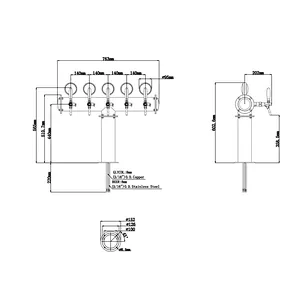 TALOS T Tower Stainless Steel 5 Tap Tower 85mm Beer Dispensing Equipment Draft Beer Tower (Polished)