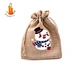 Christmas logo printing jute bag drawstring pouch Xmas burlap drawstring gift treat candy jute bag