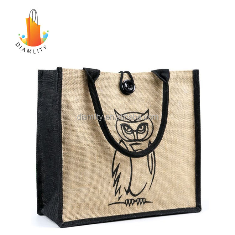 Wholesale Promotion Jute Grocery Shopping Burlap Beach Tote Bag With Handles