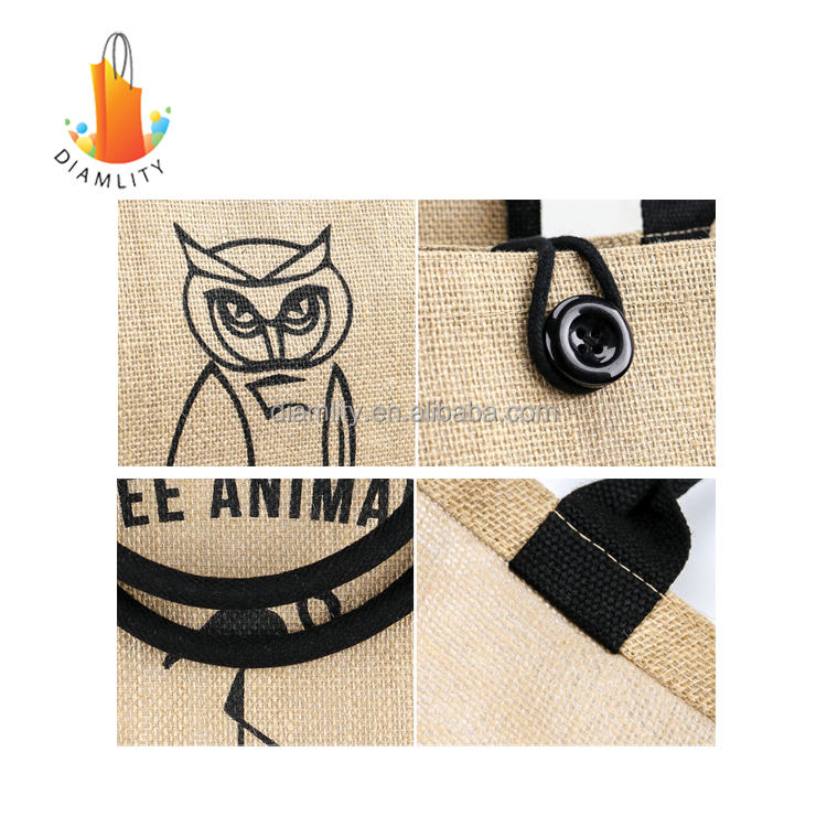 Wholesale Promotion Jute Grocery Shopping Burlap Beach Tote Bag With Handles