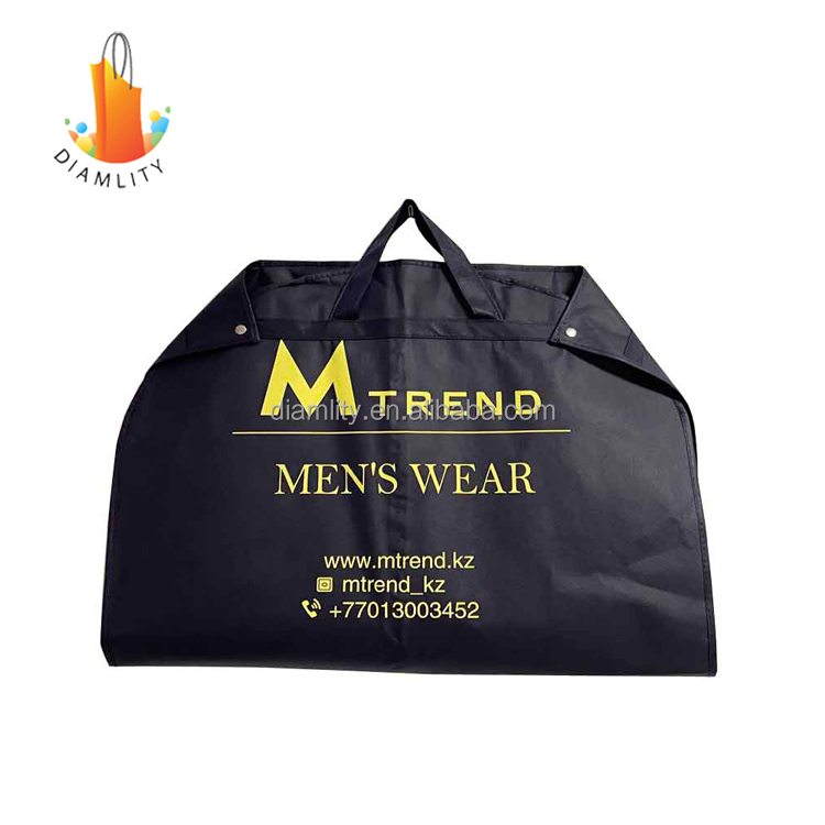 custom logo print eco-friendly non woven fabric foldable wedding dress mens suit garment bag
