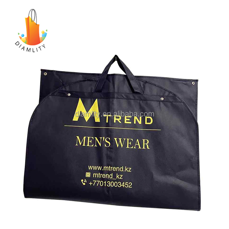 custom logo print eco-friendly non woven fabric foldable wedding dress mens suit garment bag