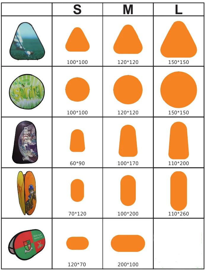 Sizes for a frame pop up banner