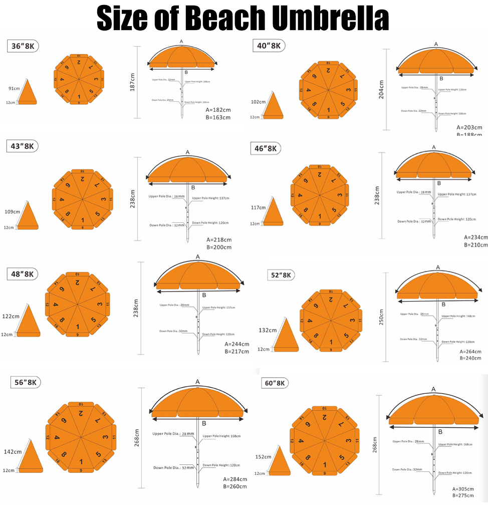 size of small beach parasol
