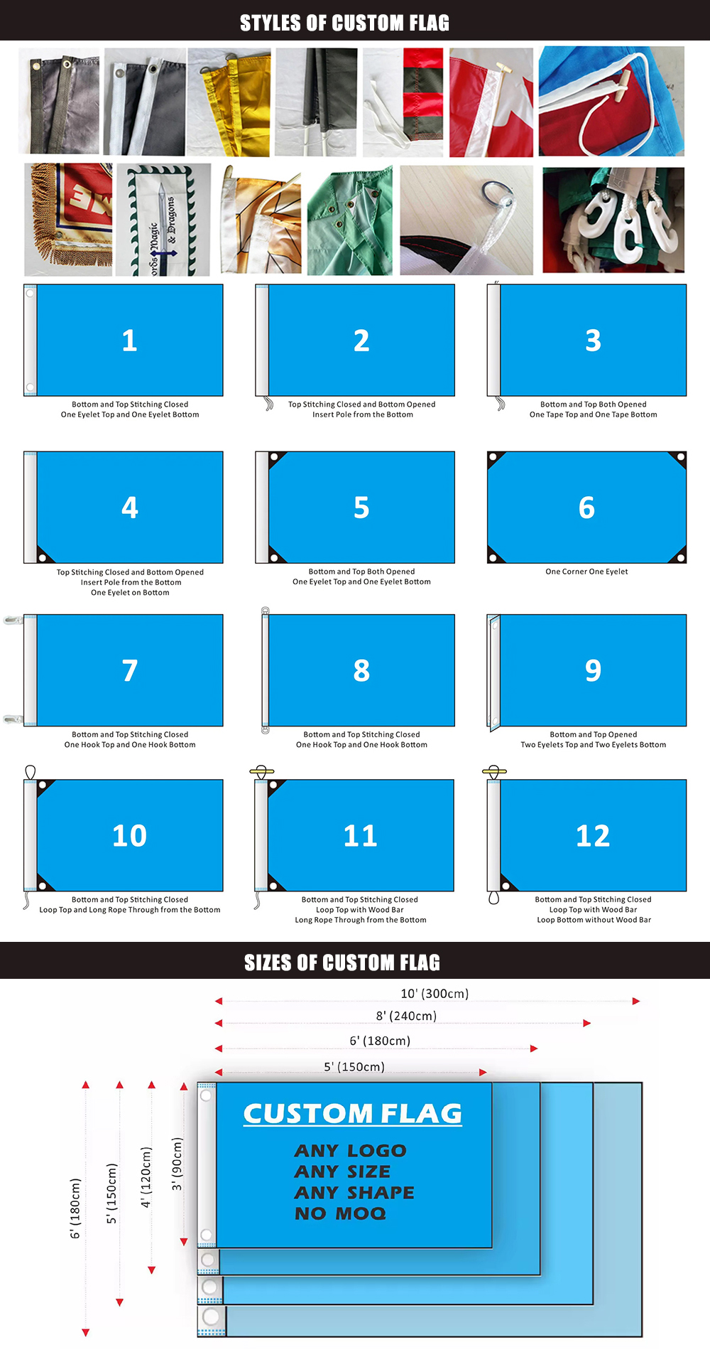 style&size of custom pennants