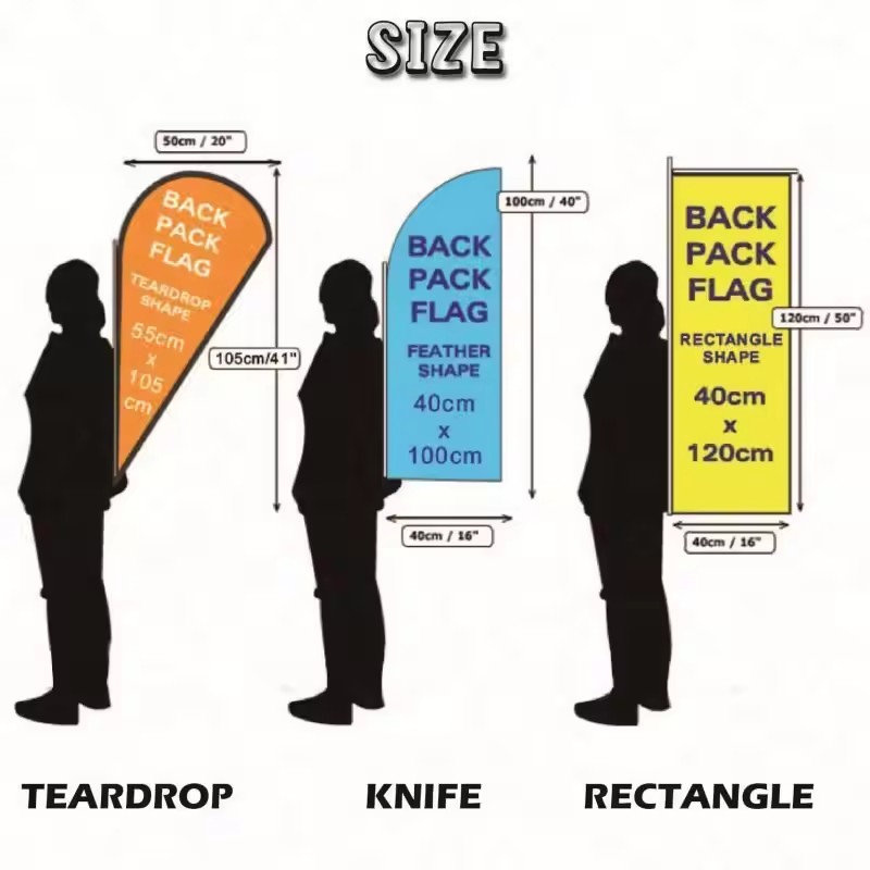 size of backpack flag