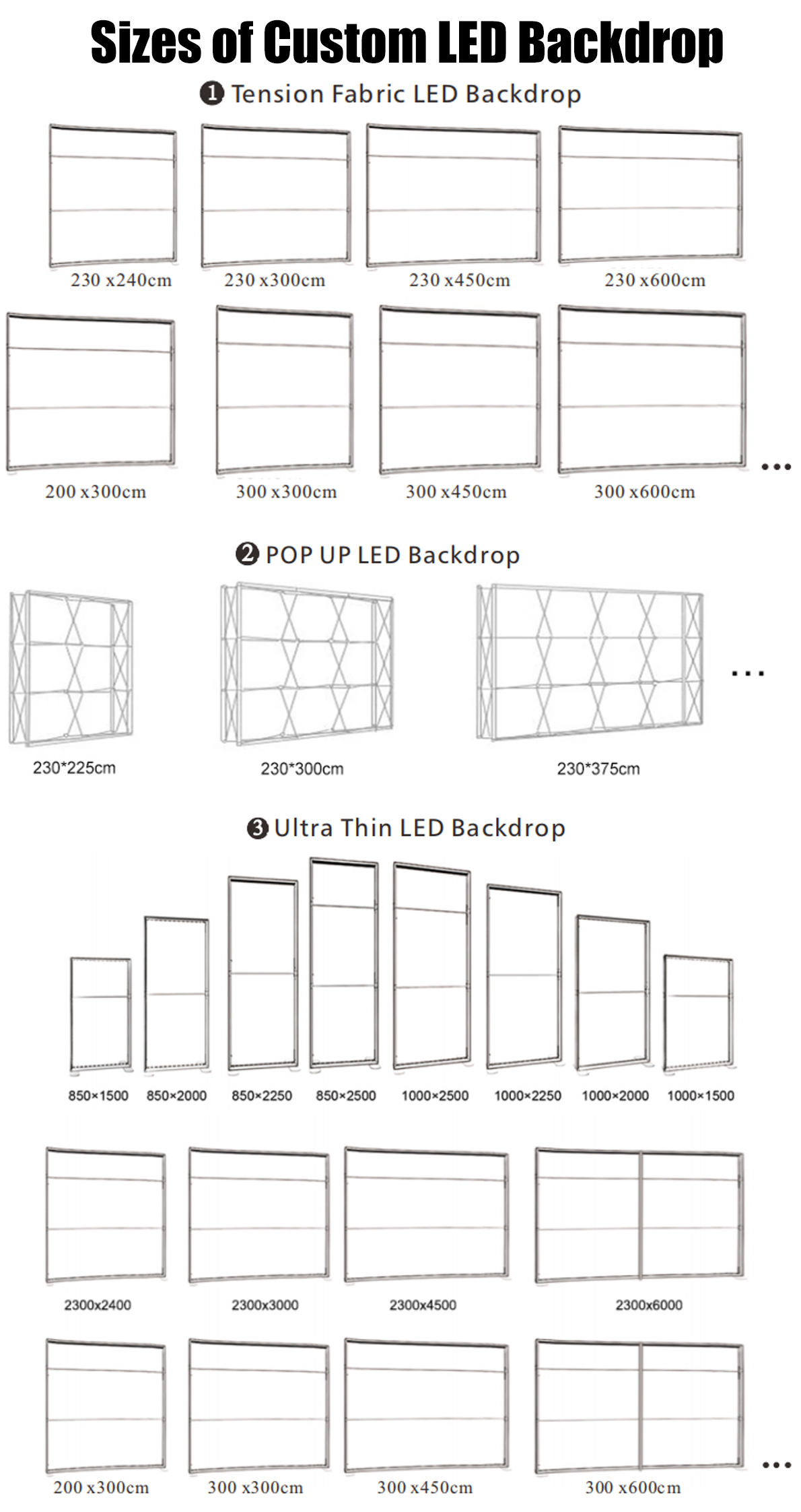 Sizes of personalized light box