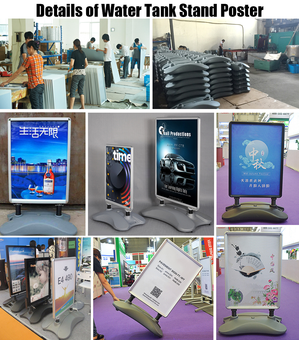 Details of outdoor display poster with base