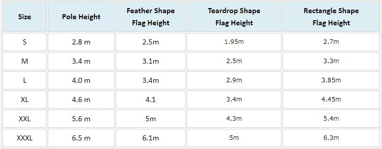 custom teardrop flags size