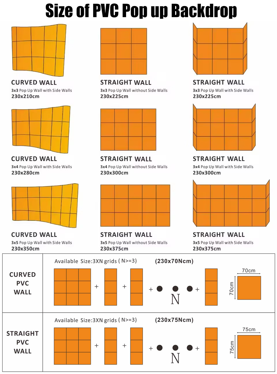 Size of fabric wall backdrop