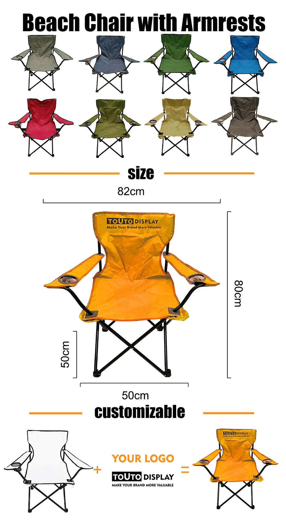 canvas beach chair with armrests