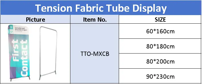 size of ez tube display banner