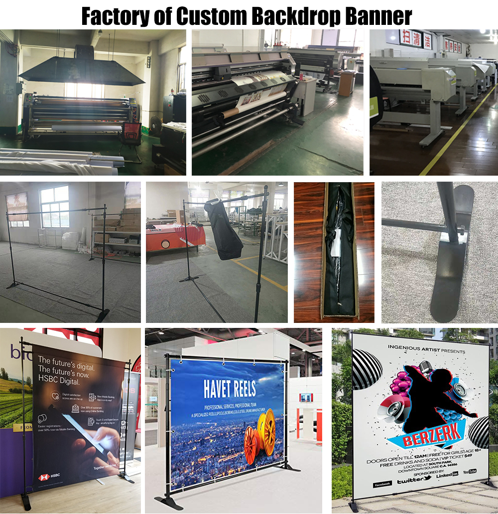 Factory of fabric banner backdrop
