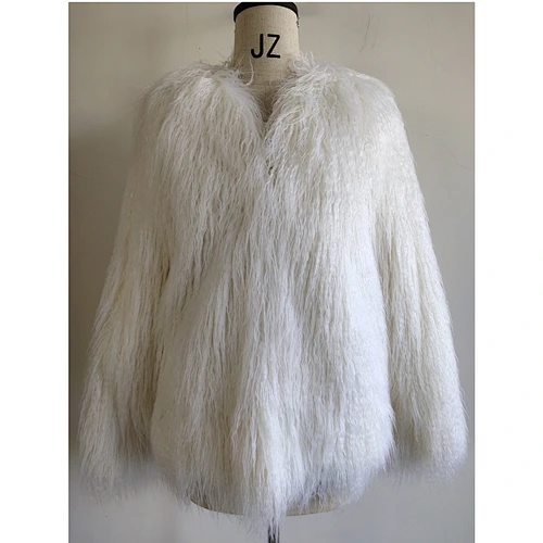 Women White Faux Fur Coat