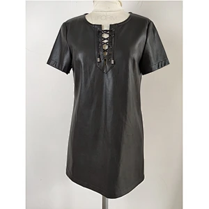 Women PU Leather Black Tops
