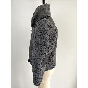 Girls warmth PU mixed faux fur coat