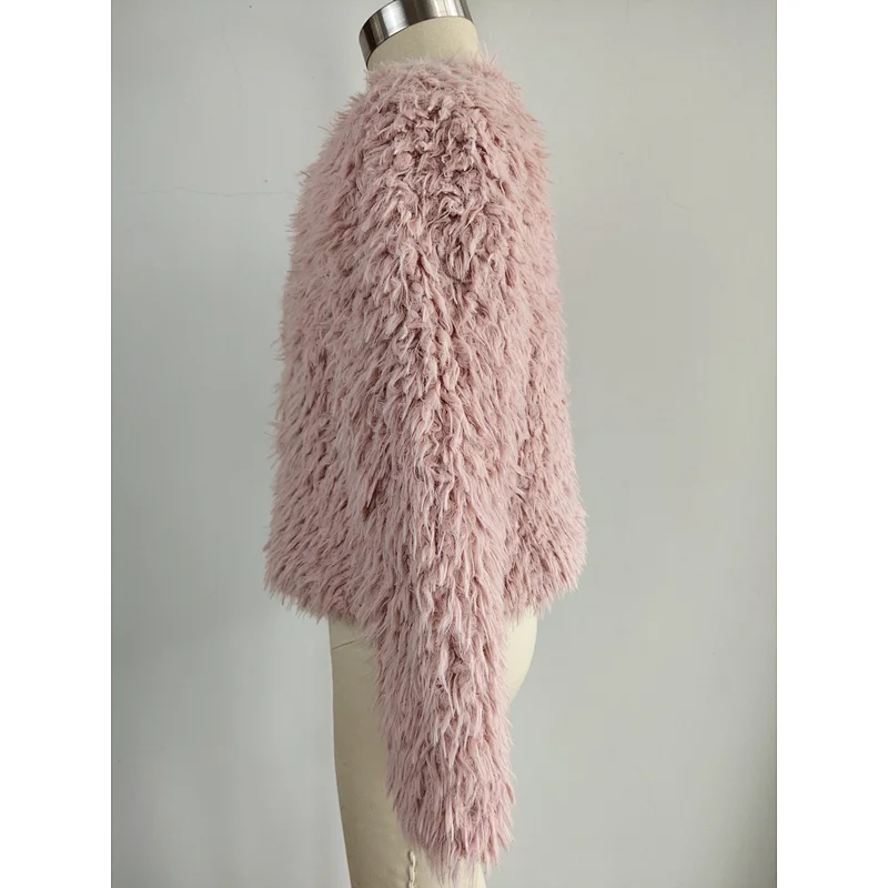 Long glossy kids faux fur Jacket