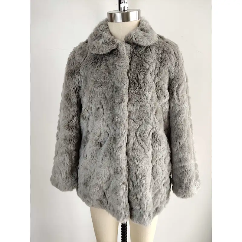Girls Zippers Crop Faux Fur Jacket