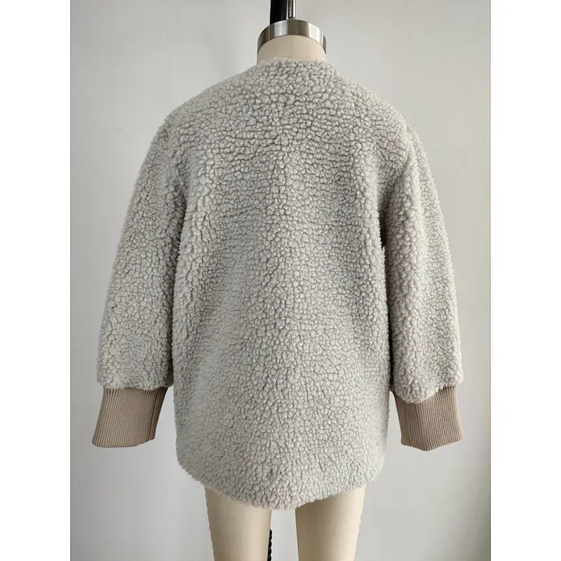 O Neck Faux Fur jacket