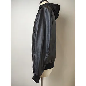 Hot sale men black PU leather jacket