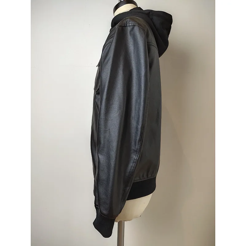 Hot sale men black PU leather jacket