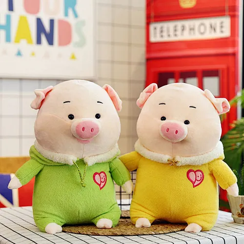 OEM Factory custom direct sale funny pig stuffed toy plush pig mascot with cloth children birthday gift