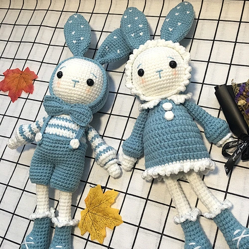 Knitting rabbit doll hook thread hand crochet bag hand knitting handmade wool doll gift material