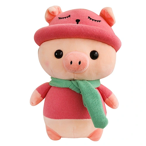 New pig doll pillow Pig Plush Toy cute scarf pig doll hat