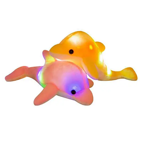 Luminous toy manufacturers colorful luminous dolphin doll inductive plush toys