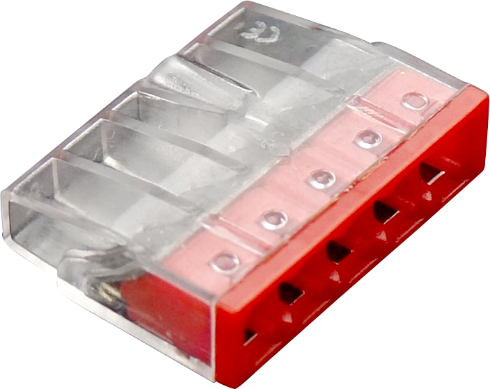 compact push wire connector for junction boxes,5-wire connector,transparent housing connector