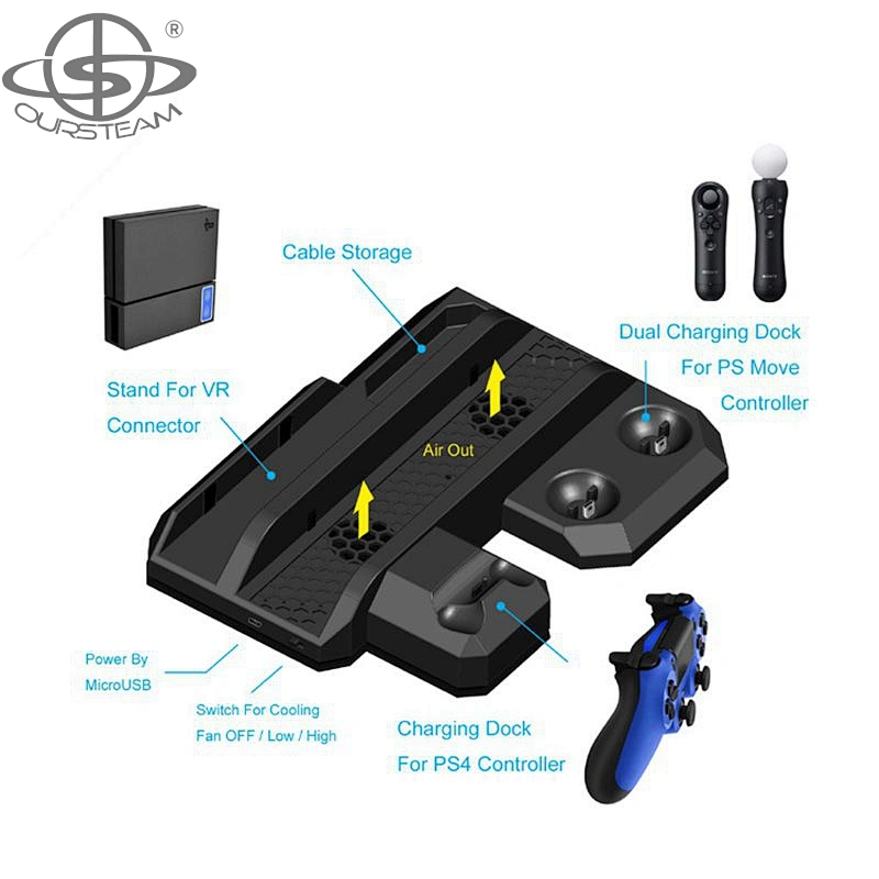 for PS4 VR Dual Charging Dock Multifunction Vertical Stand