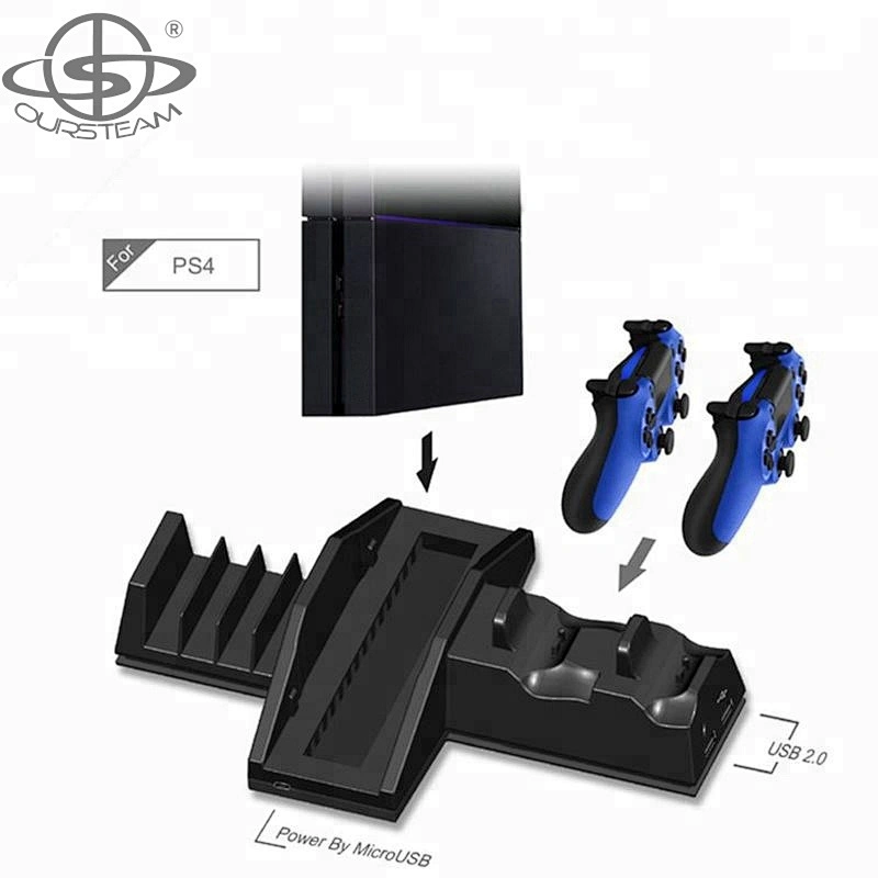 Multifunction Vertical Stand Dual Charging Dock for PS4 Console