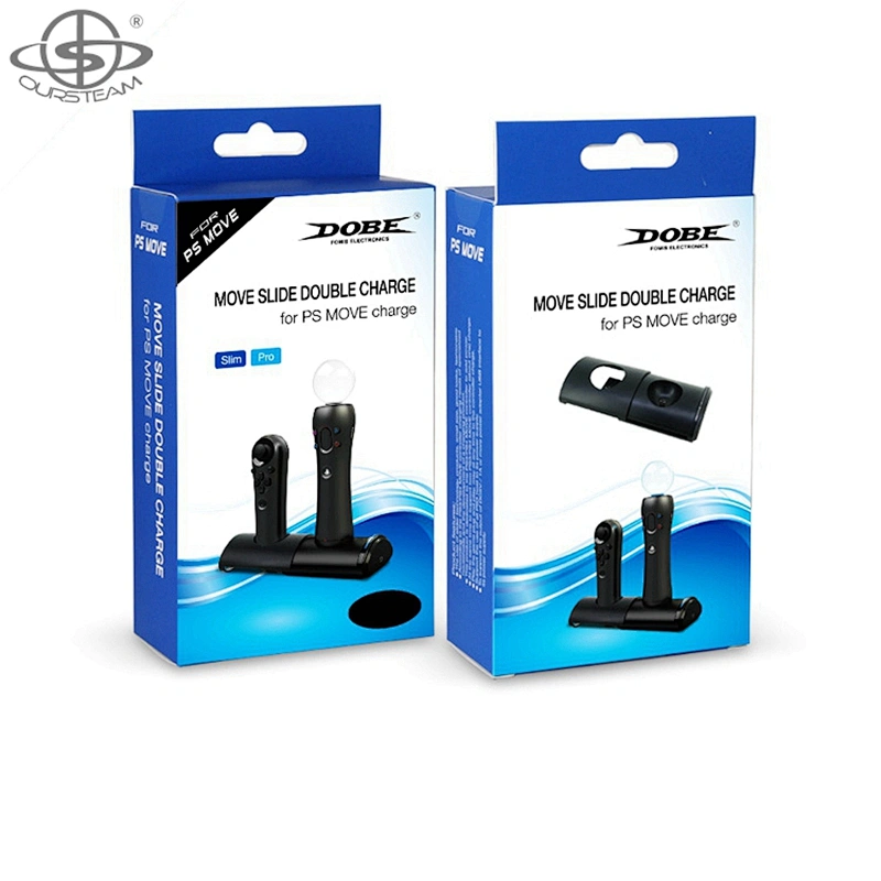 Retractable for PS MOVE Controller Dual Charging Dock with Cable