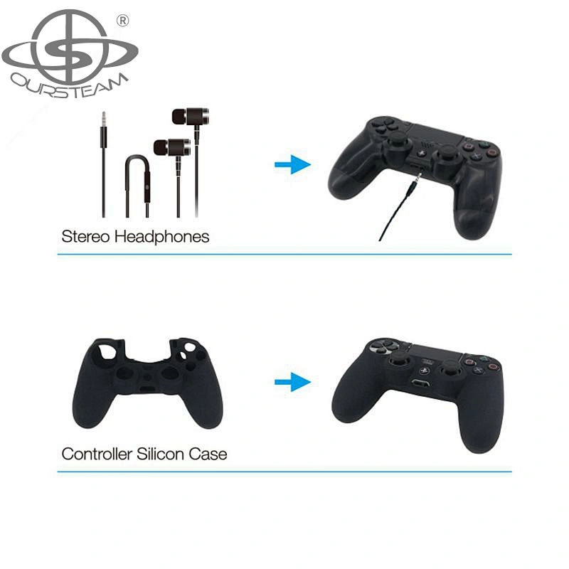 5 in 1 Gaming Accessories for PS4 Super Game Kit Charger Headset Vertical Stand Silicone Case