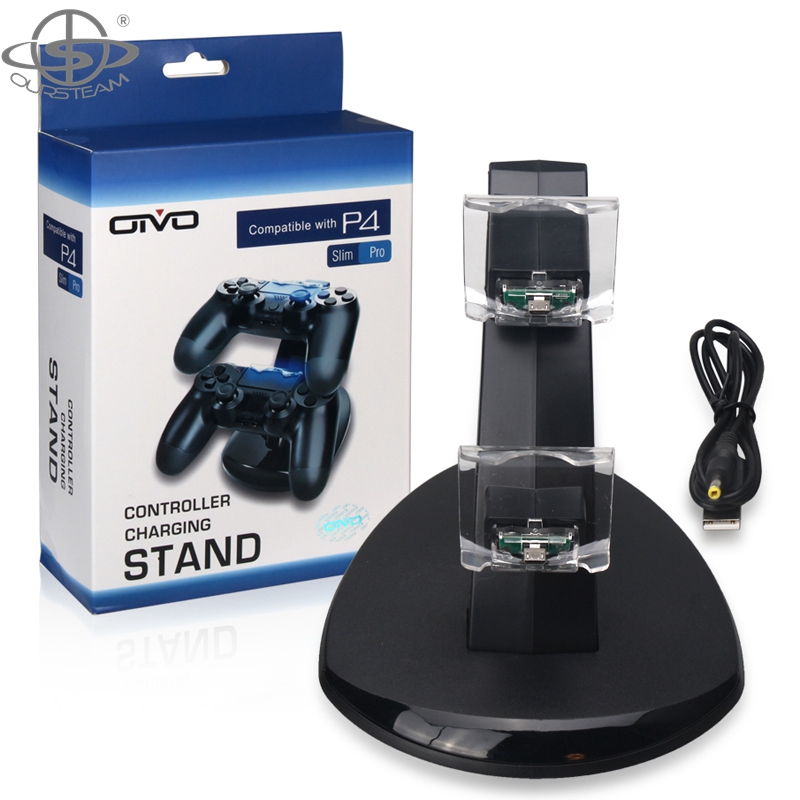 Dual USB LED Charger Docking stand Charging Station for PS4 controller