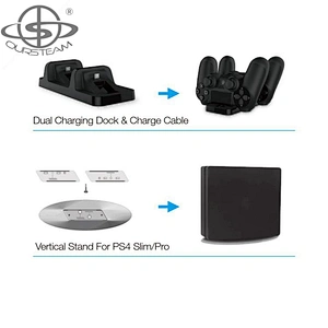 5 in 1 Gaming Accessories for PS4 Super Game Kit Charger Headset Vertical Stand Silicone Case